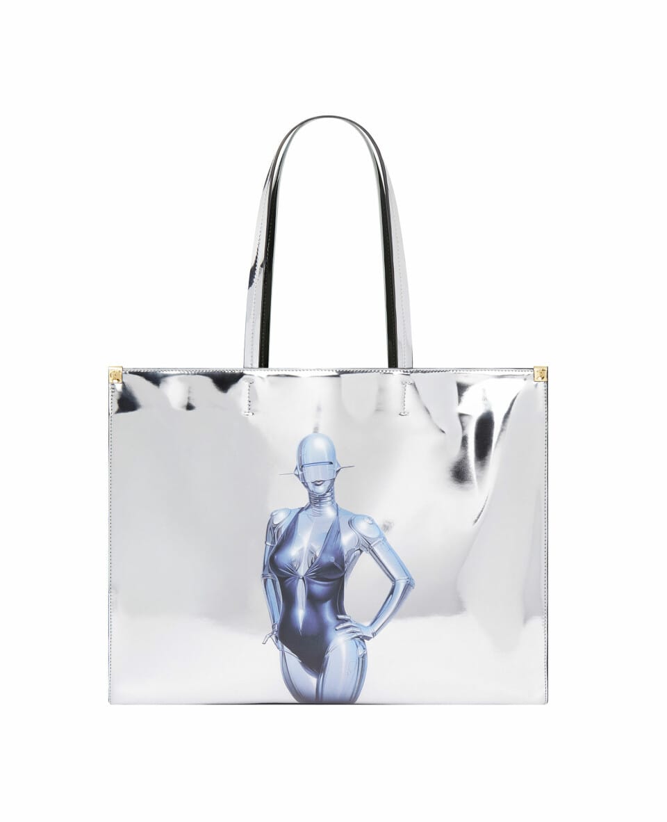 Sexy Robot Graphic Mirrored Chrome-Effect Tote Bag