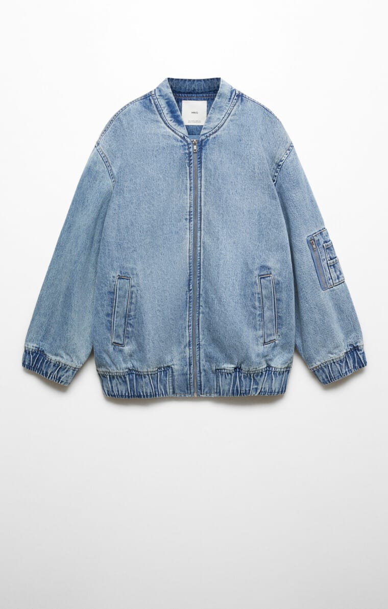 Denim bomber jacket, Mango, £79.99